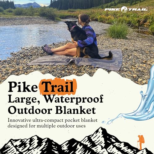Pike Trail - Outdoor Pocket Blanket - Lightweight, Durable and Waterproof Blanket - Beach, Hiking, Picnic and Camping Essentials - 60” x 56” - Gray - color: Grey/Orange