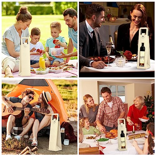 RYDDOY Wine Gift Bag, Reusable Leather Wine Tote Carrier, Single Bottle Champagne Beer Gift Bags Carrier for Birthday, Wedding, Picnic Party, Christmas festival Gifts (Beige) - color: B-Beige-16.1×3.5×3.5
