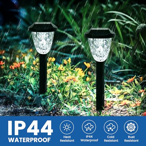 GIGALUMI 8 Pack Solar Lights Outdoor, Solar Pathway Lights with Great Pattern, Waterproof Auto On/Off Solar Powered Light for Outside Yard Garden Walkway Driveway Lawn Pathway - color: Cold White, size: 14.17'' 8 Pack