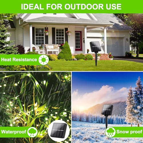 Brightever Solar String Lights, 1-Pack 40FT 100LED Solar Fairy Lights with 8 Lighting Modes, Solar Lights Outdoor Waterproof for Patio Christmas Wedding Party Tree Yard Decoration (Warm White) - color: Warm White, size: 1Pack（40FT 100LED）