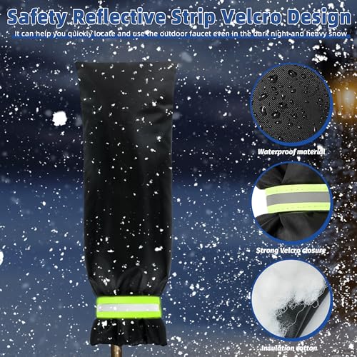 Outdoor Faucet Covers for Winter Freeze Protection 2 Pack Reusable Garden Faucet Cover Socks for Various Faucet Water Spigot Pipe Hose Bib,Waterproof Insulated Anti-Freeze Covers-XL - style: Reflective Velcro and Drawstring