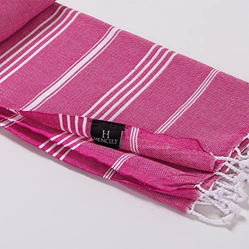 Hencely Turkish Beach Towel 37x68 Oversized, Sand-Free, Quick-Dry, Lightweight - Travel Essential for Pool & Bath - Striped 100% Cotton Bathroom Towels Accessories Gift (Fuchsia) - color: Fuchsia