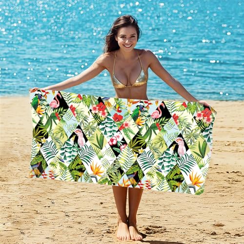 Rainforest Beach Towel for Travel and Pool Quick Dry Lightweight Sand Resistant Tropical Vacation Accessory - color: Rainforest Print 01