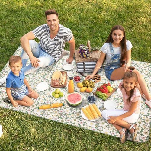 CARSTENS, INC. Easy Pack Waterproof Sandproof Picnic Blanket, Lightweight Foldable Outdoor Camping Beach Mat, Large 60"x80", Spring Garden Floral - color: Spring Garden Floral