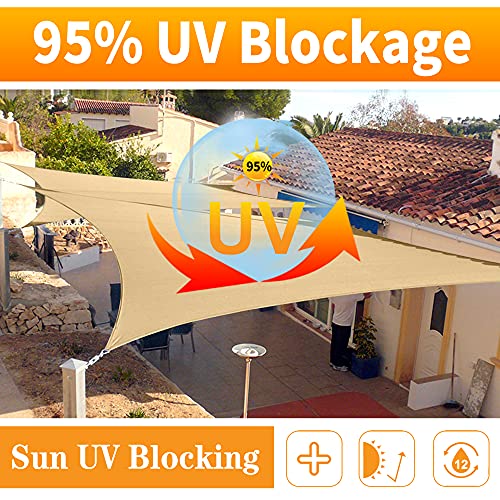 12' x 16' White Rectangle Sun Shade Sail Canopy Durable Fabric UV Block Awning, We Make Custom Sizes