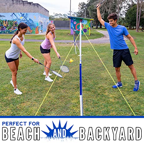 Franklin Sports Volleyball + Badminton Sets - Beach + Backyard Game Set - Volleyball, Pump, Badminton Rackets, Birdies, Net + Poles Included