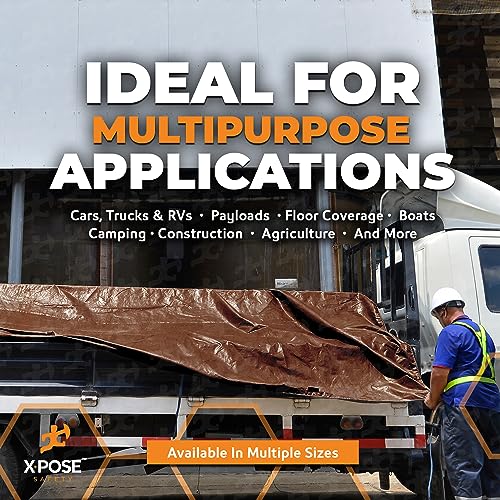 Xpose Safety 6' x 8' Ultra Heavy Duty Tarp - 20 Mil Waterproof Tarps for Camping, Outdoor Adventures & Tent Cover, UV Protection, Reinforced Corners, All-Weather Durability - size: 6' x 8'