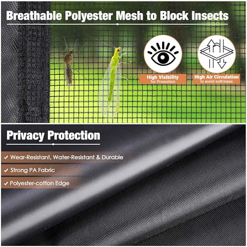 Yescom Pop Up Canopy Half Mesh Sidewall with Window 10x10Ft for Food Booth Commercial Vendor Shelter Mesh Enclosures, 4pcs Screened Wall Only - color: Black-1 set, size: 10x10 Ft