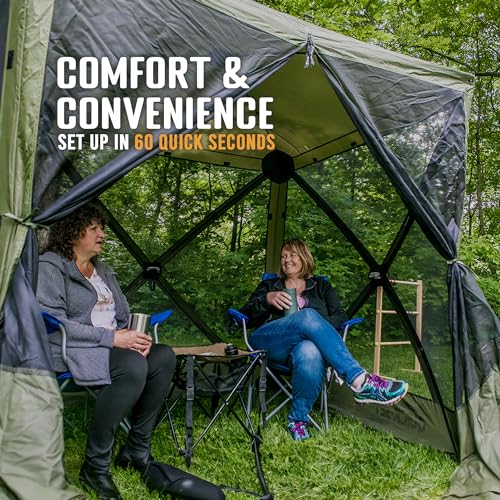 CLAM Quick-Set Pop Up Screen Tent, Traveler, 6 x 6 ft, Instant Setup Green Portable Outdoor Shelter, Compact Bug-Free Canopy Tent for Camping, Fishing, Backyard - Green - color: Green/Black
