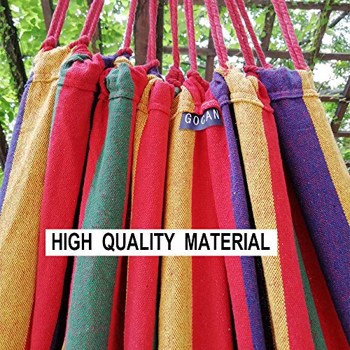 GOCAN Brazilian Double Hammock 2 Person Extra Large Canvas 250x160cm Total Length 350cm Load 500lb Cotton Hammock for Garden Outdoor and Indoor Rainbow(98 * 65'') - color: Rainbow Stripe, size: XXX-Large