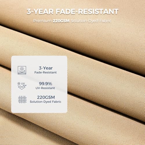 HOMSHADE 6x4ft Outdoor Balcony Umbrella - Flat Porch Pool Patio Umbrella Rectangular Canopy Shade UPF50+ UV Protection 360° Rotating & Tilting All Angles Applicable (Beige, No Base) - color: Beige