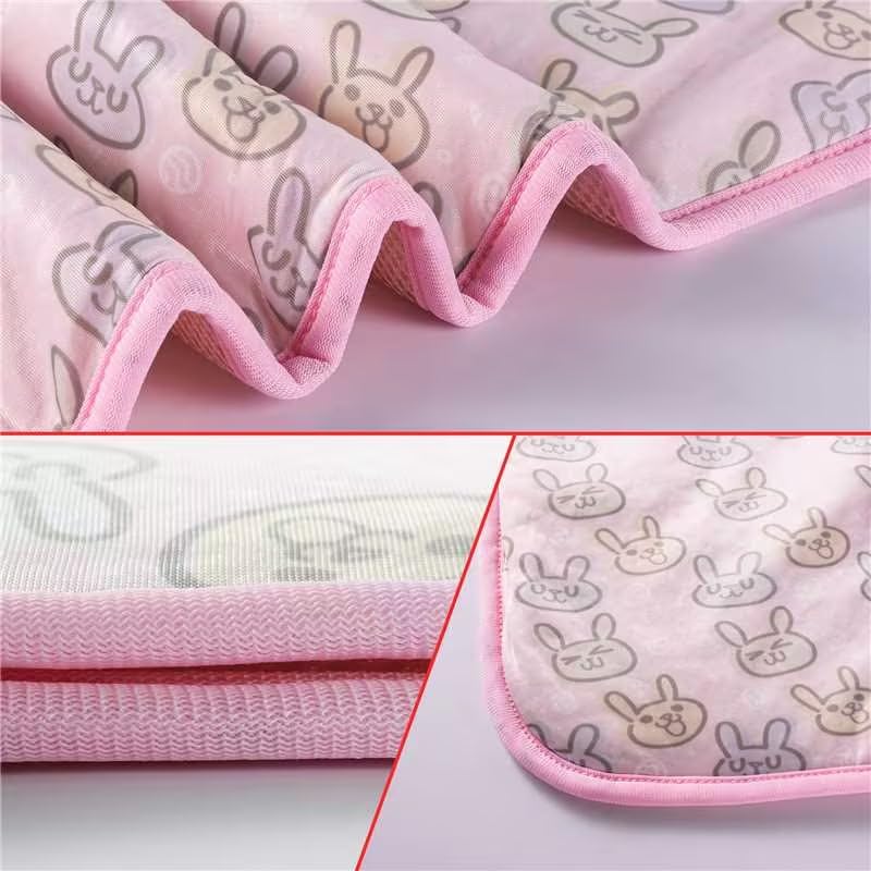 NACOCO Pet Cooling Mat Cat Dog Cushion Pad Summer Cool Down Comfortable Soft for Pets and Adults (M, Pink) - color: Pink Rabbit, size: M: 19.5" x 27.5''