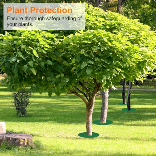 HARFINGTON 10pcs Tree Mulch Ring 5.9 Inch Non-Woven Round Tree Protector Weed Barrier Mat Plant Cover Rings for Weed Grass Control Root Protection, Green