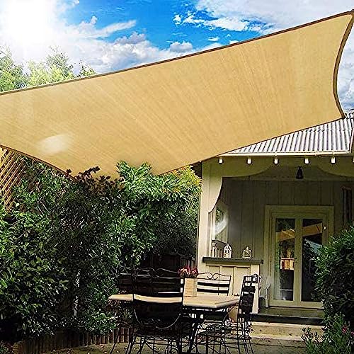 Rectangle Sun Shade Sail Canopy, 8' x 12' Patio Shade Cloth Outdoor Cover - Sunshade Fabric Awning Shelter for Pergola Backyard Garden Carport (Sand) - color: Sand, size: 8' x 12' Rectangle