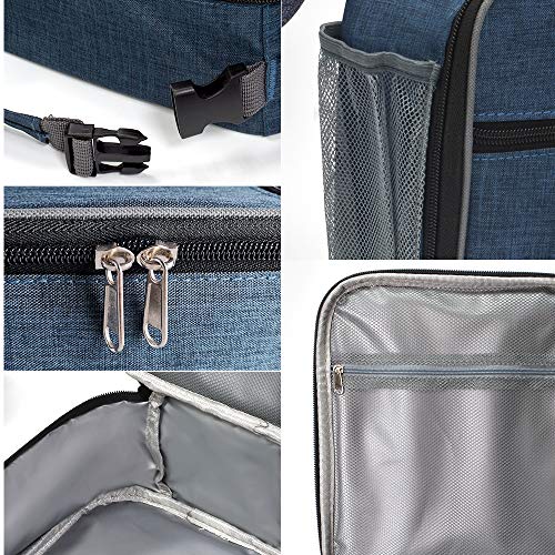 Navy Blue Insulated Lunch Bag, Leakproof Portable Cooler Box with Handle for Men, Women, Boys, Girls, 10.2" L x 4.3" W x 8.6" H - color: Navy Blue