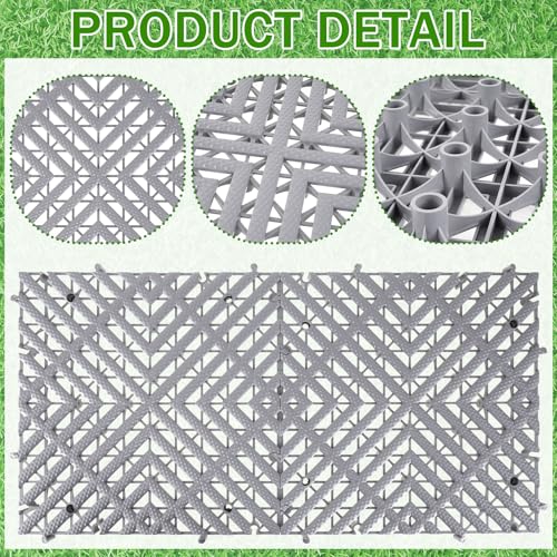 12 Pcs Heavy Duty Drive on Lawn Grid Ground Protection Mats,15.75'' x 15.75'' x 1.26” Interlocking Thick Plastic Drain Grate Floor Mat for Gravel Grid Permeable Pavers Landscaping