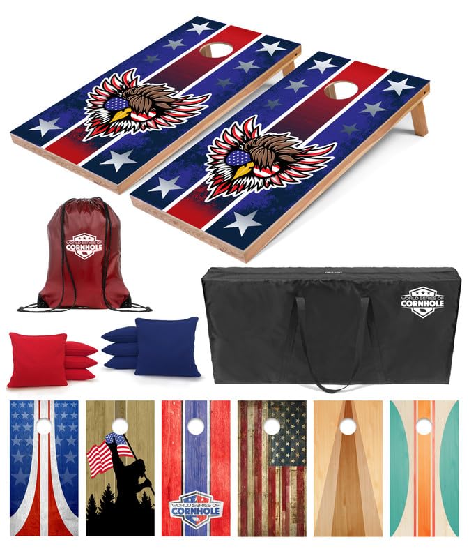 World Series of Cornhole Regulation Size Cornhole Boards – Lightweight & Durable All-Wood Construction | Backyard Bean Bag Toss Set | Rugged Outdoor Game for Tailgates, BBQs, & Backyard Battles - color: You Free Tonight