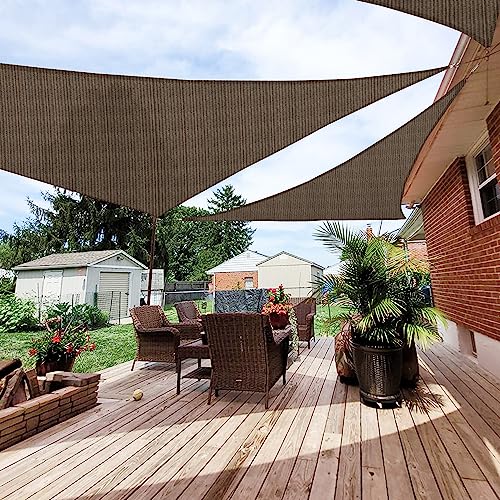 Patio Paradise 2' x 2' x 2' Sun Shade Sail Triangle Canopy Shade Cloth Fabric Sunlight Block Patio Pergola Cover HDPE Deck Awning for Outdoor Backyard Roof Shading, Brown - color: Brown, size: 2' x 2' x 2'