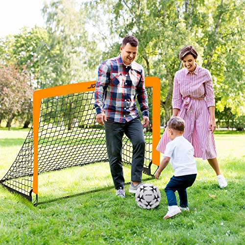 Pro-Grade Kids Backyard Soccer Goal, Tear-Resistant 5-Layer Polyester Soccer Net & 10mm Poles for Maximum Durability, 4x3ft/6x4ft/7x5ft, Pop Up Portable Soccer Training Equipment Set with Size 4 Ball - size: 4 ft x 3ft, style: Orang