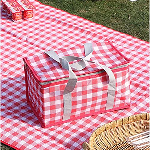 Insulated Picnic Cooler Bag - Zippered Top, Keeps Hot or Cold - Perfect for Picnics, Beach, Food Delivery & Outdoor (13.8x7.9x7.9 in) - color: Red