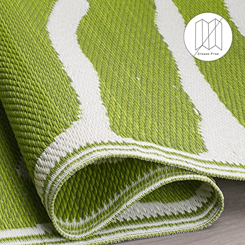 Fab Habitat Outdoor Rug - Waterproof, Fade Resistant, Crease-Free - Premium Recycled Plastic - Tropical Leaf Botanical - Large Patio, Deck, Sunroom, Camping, RV - Hilo - Green - 6 x 9 ft - color: Hilo - Green, size: 6' x 9' (Rectangular)