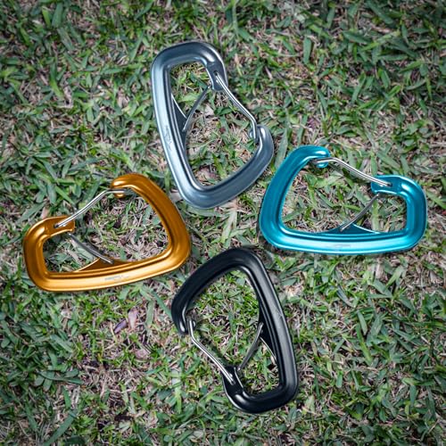 Heavy Duty Carabiner Clip Hook 8KN (1763 lbs), 2 PCS Ultra-Light Aluminum Caribeaners with Double Door D Ring Shape, for Hammock, Camping, Hiking, Backpacking, Dog Leash, Keychain Clip - style: 2#Rainbow-4pc