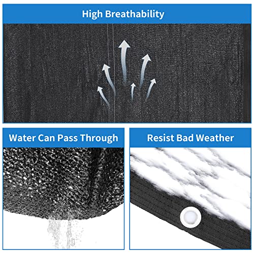 90% Black Sunblock Shade Cloth, UV Resistant Sun Shade Canopy with Grommets, 6.5 ft x 16.5 ft Outdoor Shade Mesh Cover Tarp for Garden, Greenhouse, Pergola, Backyard, Patio, Flowers Plants