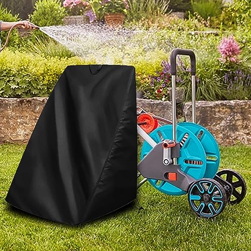 Hose Reel Cover Hose Reel Cart Cover Portable with Drawstring Spare Outdoor Oxford Cloth Hose Cart Protector Garden Hose Reel Cover for Home, Black - color: Black