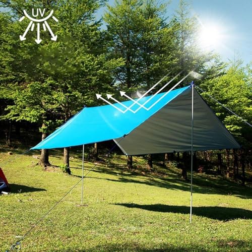 Tent Tarp Waterproof Sun Shade Shelter 210T Polyester Rain Fly with 6 Tie Points for Camping Hiking Picnic Beach for Hammock-Awning Cover, 100X145cm(Camouflage)