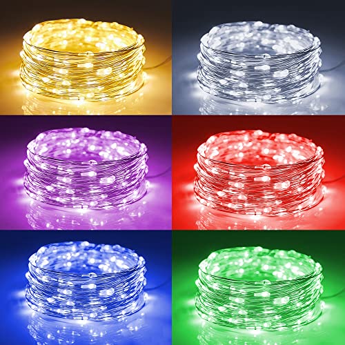 WATERGLIDE 24 Pack Fairy Lights Battery Operated (Included), 7 ft 20 LED Mini String Lights, Waterproof Silver Wire Firefly Starry Lights for DIY Wedding Christmas Party Mason Jars Decor, Multicolor - color: 6 Colors
