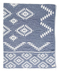 Bersuse 100% Cotton Teotihuacan XL Throw Blanket Turkish Towel Beach Blanket - Beach Camping Essentials - 75x90 Inches, Dark Blue - color: Dark Blue