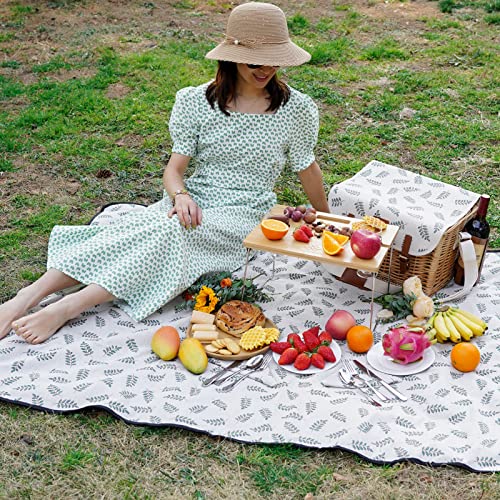 WILLOW WEAVE Picnic Basket with Table, Picnic Basket Set for 2, Willow Hamper with Wine Holder, Wicker Picnic Set with Blanket & Premium Tableware for Outdoor, Wedding, Anniversary, Birthday Gift - size: M for 2P-Leaf
