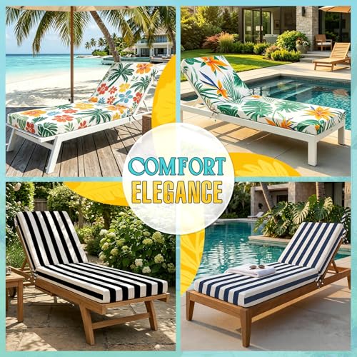 Folding Long Bench Cushion – Outdoor Cushioned Foam Pad for Pool, Patio, Beach, Lawn & Camping | Thick Padding, Lightweight & Easy to Store | Versatile Lounge Mat (2, Blue White Stripe（72X21X3in）) - color: Blue White Stripe（72x21x3in）