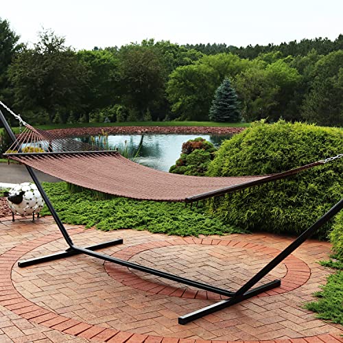 Sunnydaze Soft-Spun Polyester Rope Double Hammock for Outside - 600-Pound Weight Capacity Extra Large Hammock - Mocha - color: Mocha