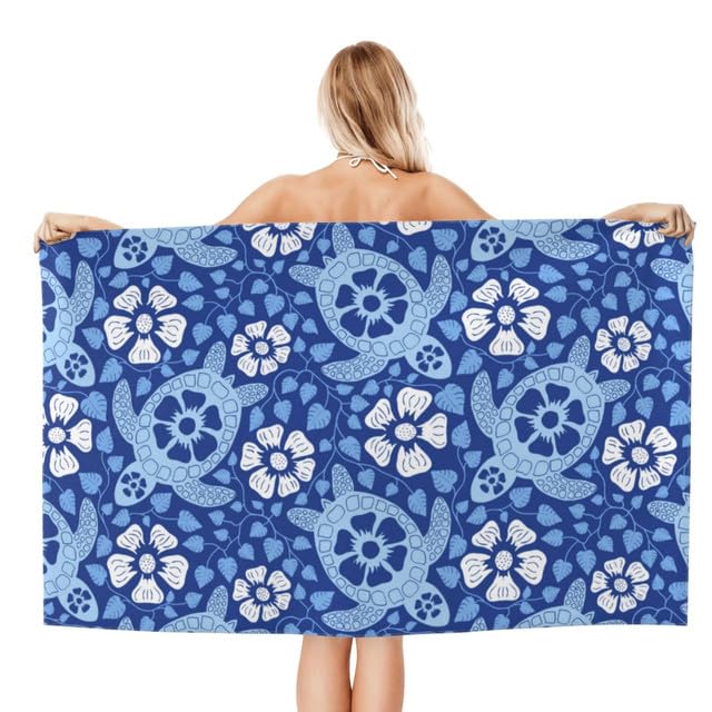 JOOCAR Blue Sea Turtle Beach Towel Mandala Floral Microfiber Beach Towels for Kids Adults Bathroom XL Bath Towels Big Extra Large Cute Pool Towels Oversized Quick Dry for Women Men 30x 60 Inch - color: B7