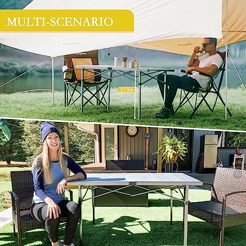 KingCamp Aluminum Folding Camp Table - Lightweight, Portable, Roll Up for Outdoor Camping, Picnic, Barbecue - color: Silver_53.5"×27.5"
