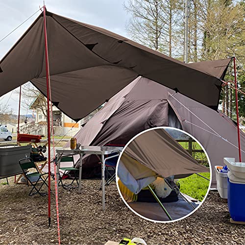 KALINCO Camping Tarp Waterproof, 10X12FT Hammock Rain Fly Tarp Tent, Multifunctional Tent Footprint, Lightweight and Compact for Backpacking, Hiking (Coffee-10X12FT) - color: Coffee-10x12ft