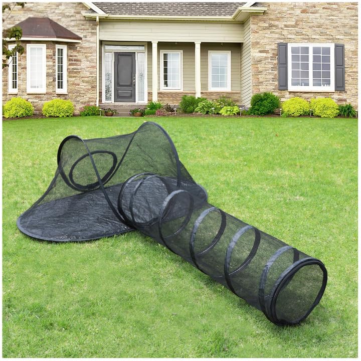 Rest-Eazzzy Cat Tent Outdoor, Pet Enclosure Tent Suitable for Cats and Small Animals, Indoor Playpen Portable Exercise Tent with Carry Bag(Pet Tent& Tunnel) S - color: black-straight tunnel
