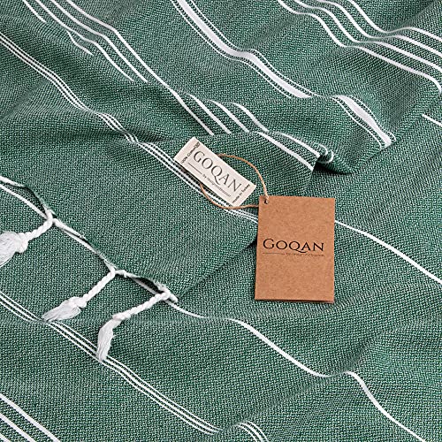 GOQAN Turkish Beach Towel Oversized 39x71 | Thin, Lightweight, 100% Cotton and Sand Free Towel is Suitable for Beach, Bathroom, Pool, Travel & Swim - Tropical G - color: Tropical Green, style: Lucky