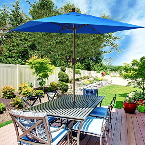 EliteShade USA 10-Year-Non-Fading 6.5x10Ft Rectangular Market Patio Umbrella, UPF 50+ UV Protection Performance Sun Umbrella, Heavy Duty Commercial Grade Outdoor Table Umbrella with Crank, Windproof Vented Top for Garden, Pool, Deck and Outdoor Playsets,