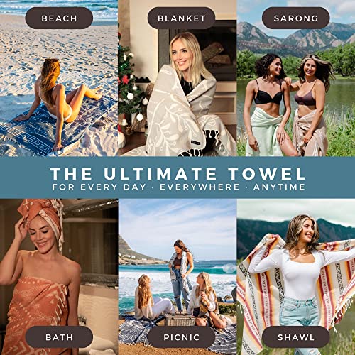 FESHKA Sand Proof Turkish Beach Towel – Oversized, Quick Dry & Lightweight Travel Towel - 100% Organic Cotton Beach Blanket - Perfect for Bath, Pool & Picnic | Big Fish (Teal/Turquoise) - color: 29 - Teal/Turquoise