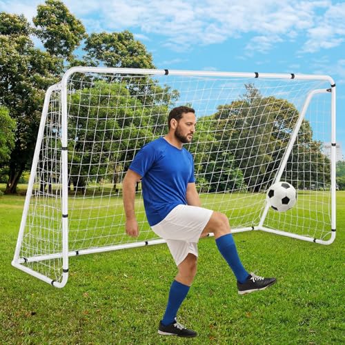Liliful 12 x 6/10 x 6.5 ft Soccer Goal for Backyard Portable Soccer Net and Steel Weatherproof Frame Folding Goals with 6 Ground Stakes for Adults Youth Outdoor Training Competition - size: 8 x 5.1 ft