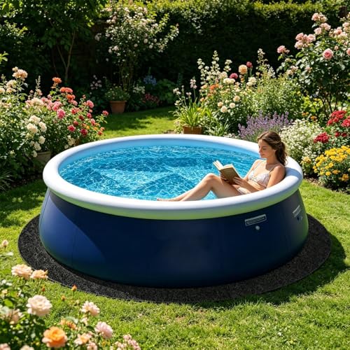 Pool Floor Mat, Easy Setup & Portable Design, Polyester, Pool Liner Pad, Ground Pad Mat, Weather-Resistant, for Gravel Cement Concrete Ground Lawn Outdoor Camping - size: Diameter 3.05 meters
