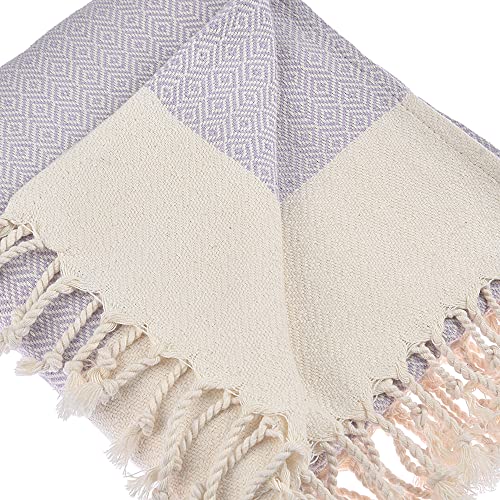 Personalized Embroidered Beach Towel | Throw Blanket, Easy Carry Sand Free, Highly Absorbent, Quick Dry, Turkish Towels for Camping Bath Sauna Beach Gym Pool Yoga SPA by Lahammam, Diamond, Lilac - color: Lilac, size: Diamond