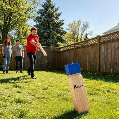 Kubb Yard Game Set for Adults & Families - Viking Chess Outdoor Heave Hardwood Wooden Toss Game with 10 Blocks, 6 Batons, Carrying Bag | Perfect for Backyard Party BBQ Lawn Camping Beach - color: Blue