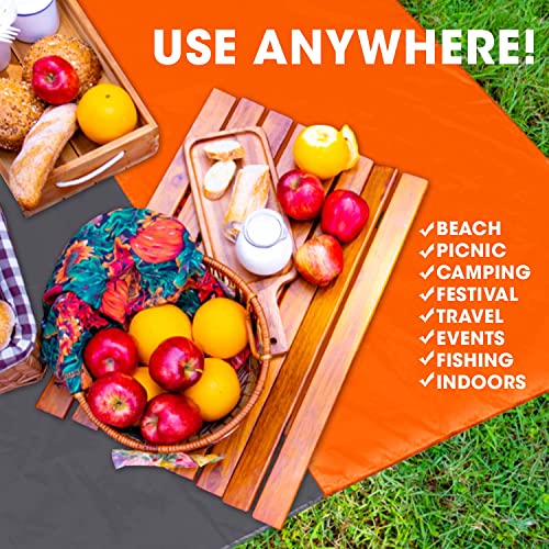 Beach Blanket Large Fast Drying Durable Lightweight Compact Outdoor Mat 79"x 55" - Sandproof Waterproof Picnic Mat for Travel, Camping, Hiking (Orange) - color: Orange