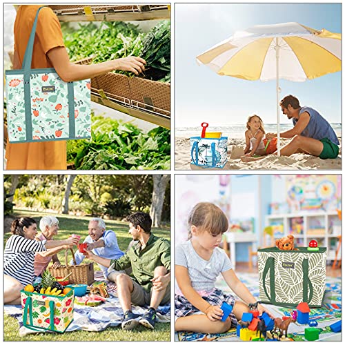 BALEINE 3Pk Reusable Grocery Bags, Foldable Shopping Bags for Groceries with Reinforced Bottom & Handles (Spring Stroll) - color: Spring Stroll, size: 3 Pack