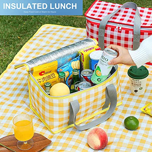 Insulated Picnic Bag Cooler Reusable, Beach Bag Cooler Bags with Zippered Top - Insulated Bag for Hot or Cold,Picnic Basket Collapsible, Picnic,Beach, Outdoor (13.8x7.9x7.9 in) - color: RED