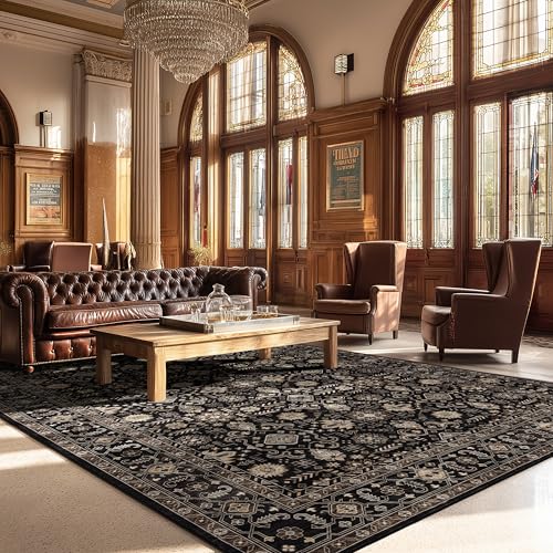 Ruaruarug Area Rug Non Slip Machine Washable Ultra Soft Living Room/Bedroom/Kitchen/Outdoor/Classroom Black Gold, 10'×14' - color: Black Gold, size: 10' x 14' (Rectangular)