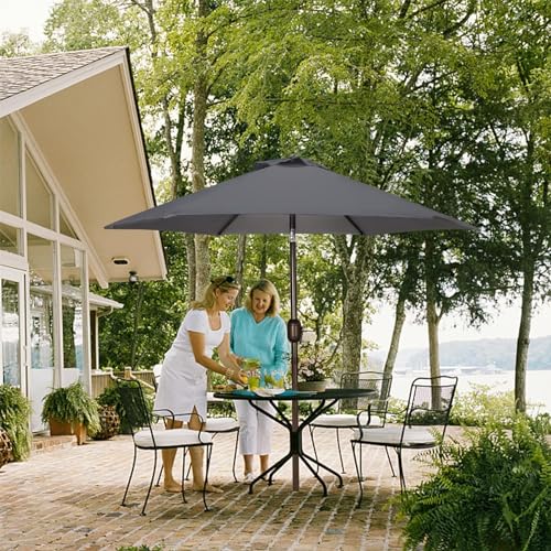 Blissun 7.5 ft Patio Umbrella, Yard Umbrella, Outdoor Market Umbrella with Push Button Tilt Crank, Dark Grey - color: Dark Grey